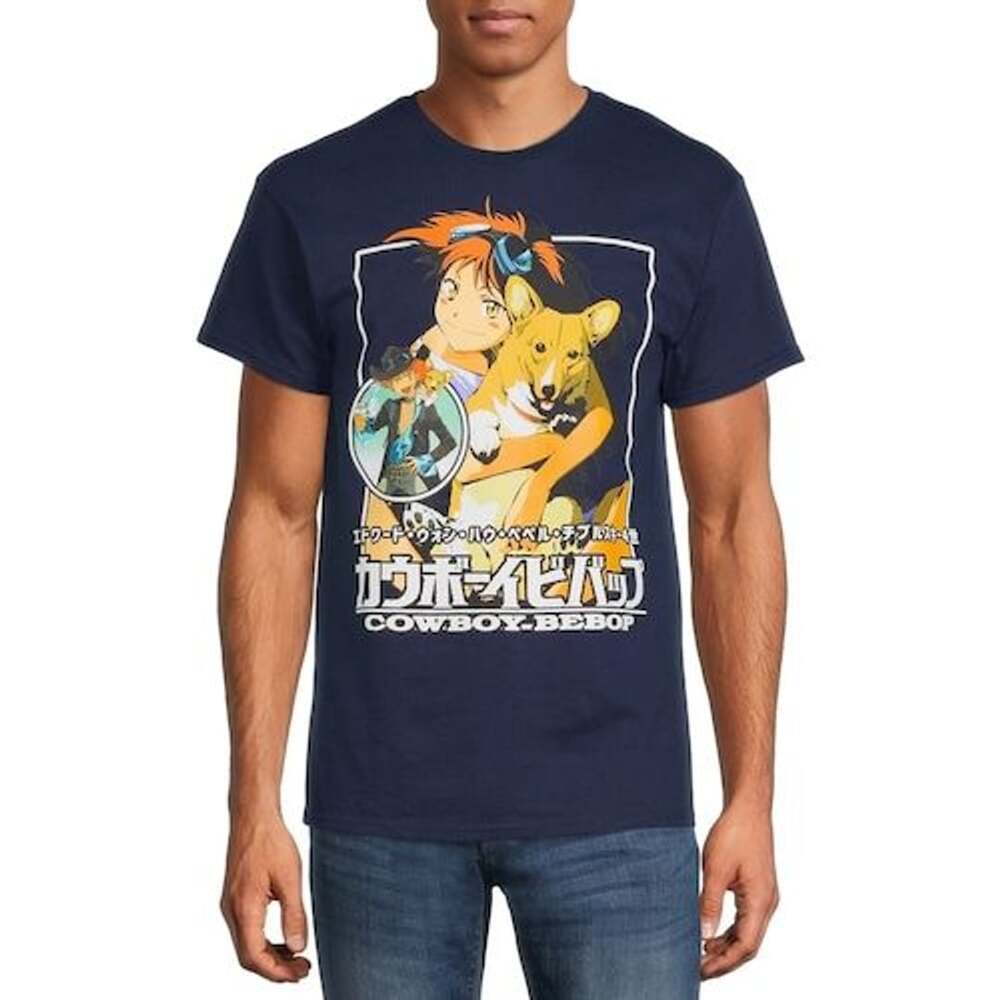 Cowboy Bebop Ed and Ein Graphic T-Shirt Navy